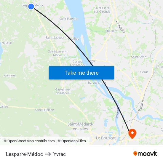 Lesparre-Médoc to Yvrac map