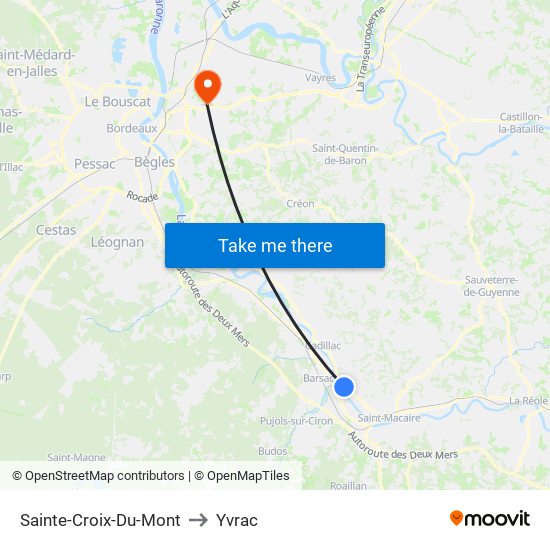 Sainte-Croix-Du-Mont to Yvrac map