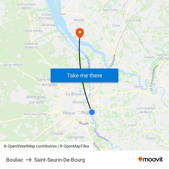 Bouliac to Saint-Seurin-De-Bourg map