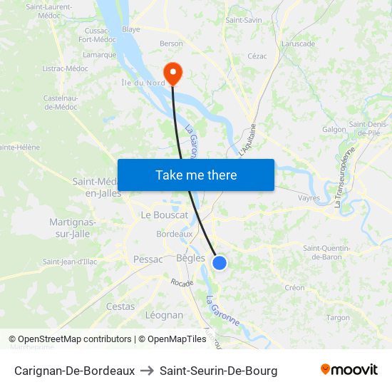 Carignan-De-Bordeaux to Saint-Seurin-De-Bourg map