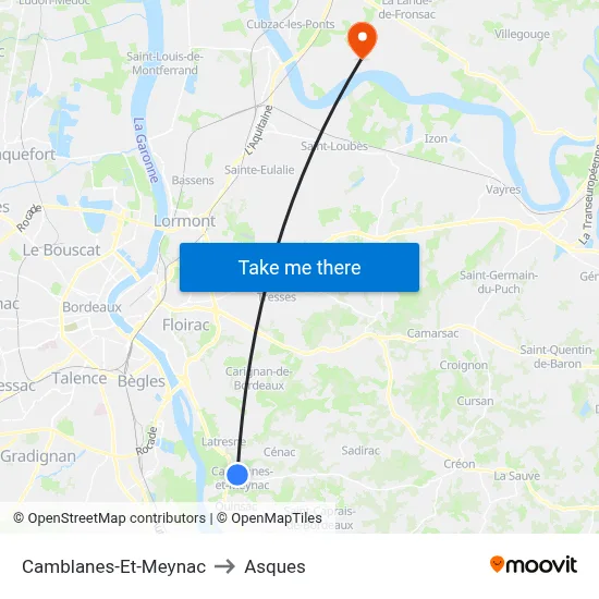 Camblanes-Et-Meynac to Asques map
