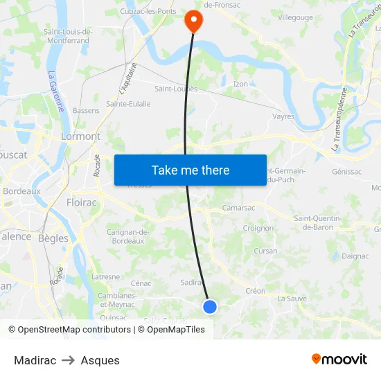 Madirac to Asques map