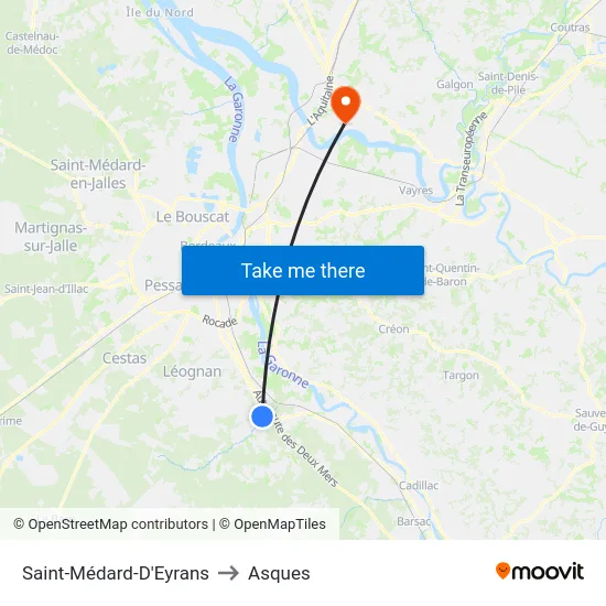 Saint-Médard-D'Eyrans to Asques map