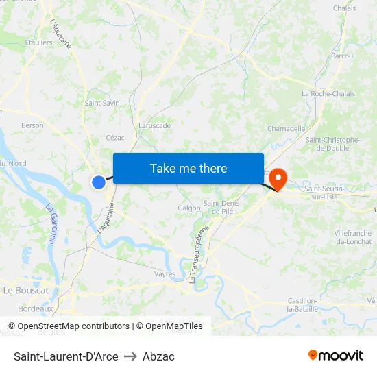 Saint-Laurent-D'Arce to Abzac map