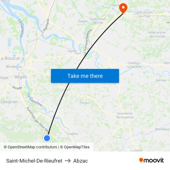Saint-Michel-De-Rieufret to Abzac map