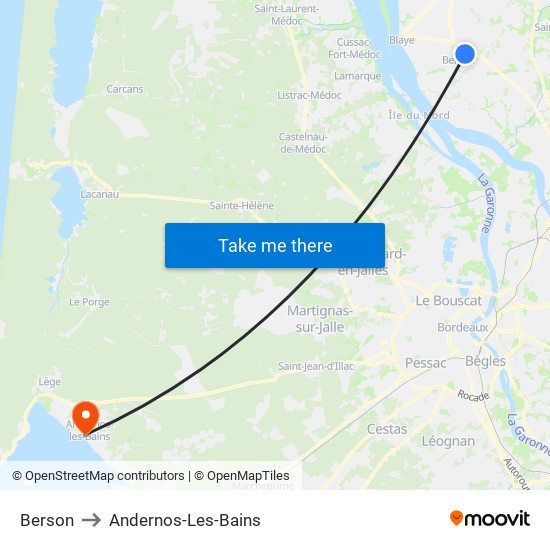 Berson to Andernos-Les-Bains map