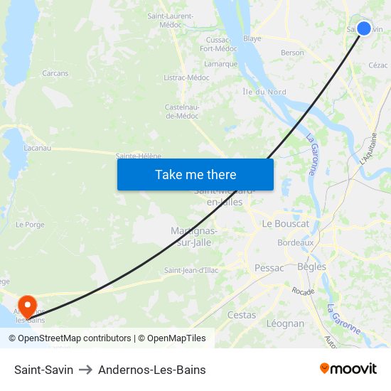 Saint-Savin to Andernos-Les-Bains map