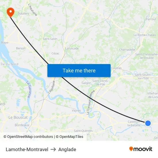 Lamothe-Montravel to Anglade map