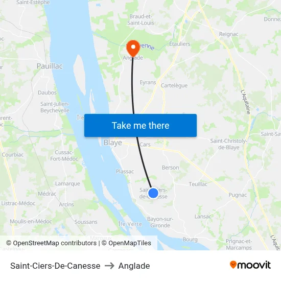 Saint-Ciers-De-Canesse to Anglade map