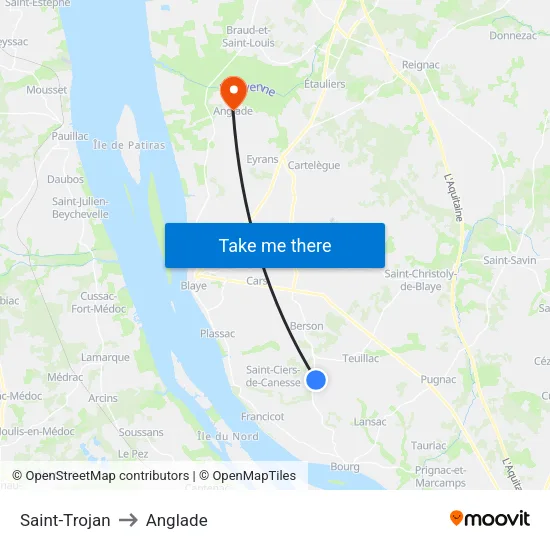 Saint-Trojan to Anglade map