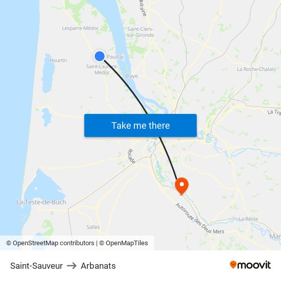 Saint-Sauveur to Arbanats map