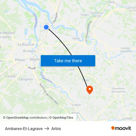 Ambares-Et-Lagrave to Arbis map