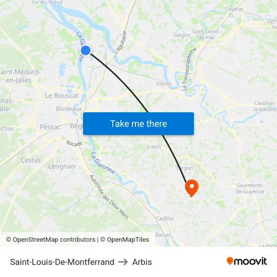 Saint-Louis-De-Montferrand to Arbis map