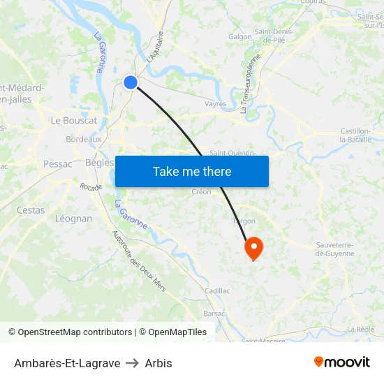 Ambarès-Et-Lagrave to Arbis map