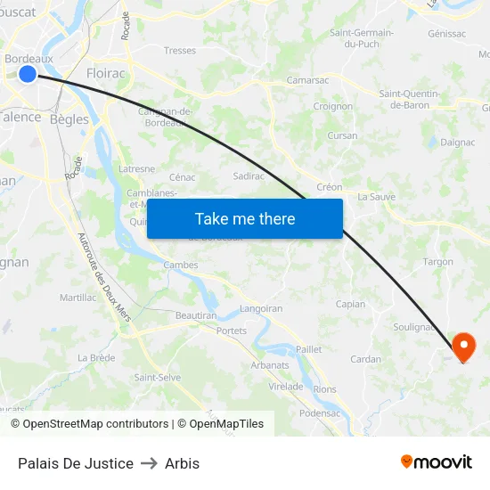 Palais De Justice to Arbis map