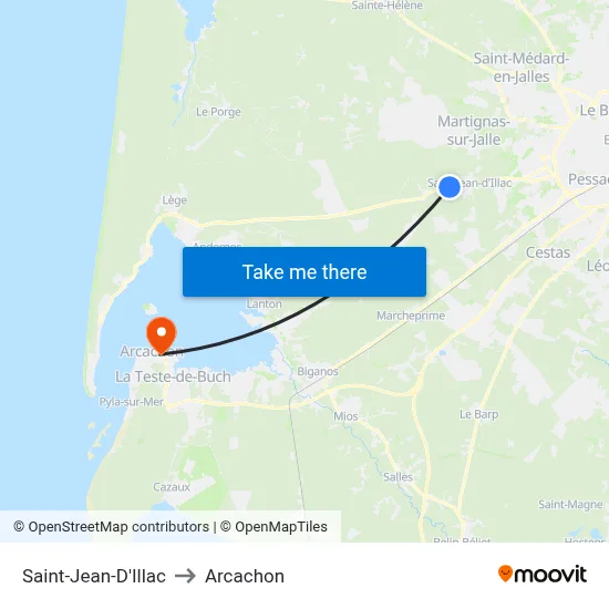 Saint-Jean-D'Illac to Arcachon map