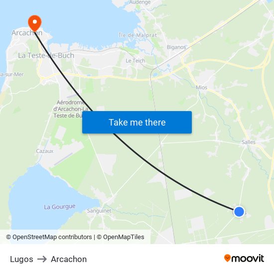 Lugos to Arcachon map