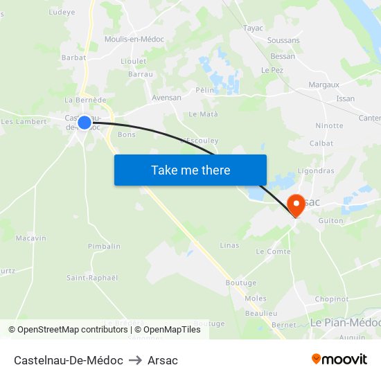 Castelnau-De-Médoc to Arsac map
