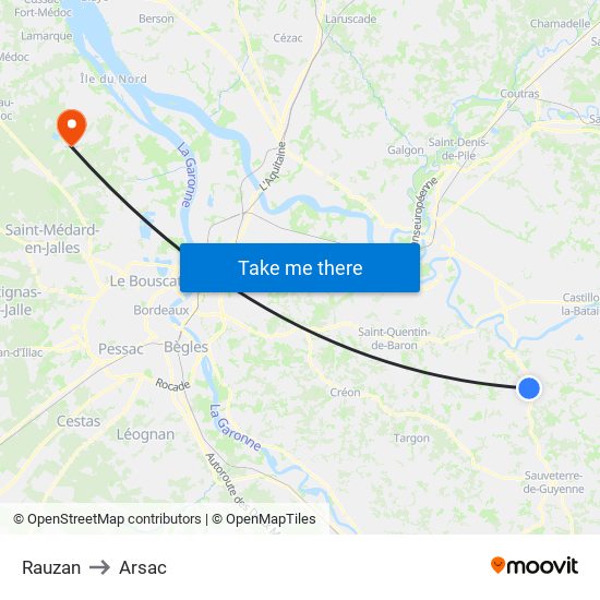 Rauzan to Arsac map