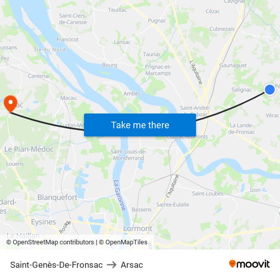 Saint-Genès-De-Fronsac to Arsac map