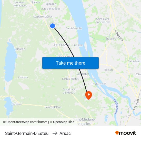 Saint-Germain-D'Esteuil to Arsac map