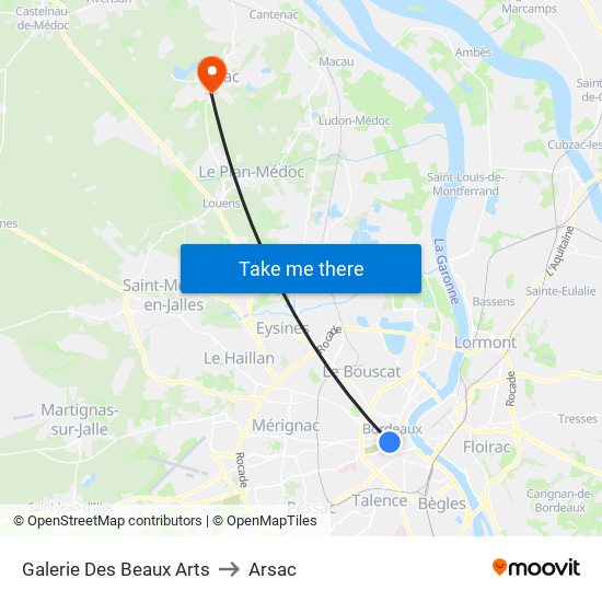 Galerie Des Beaux Arts to Arsac map