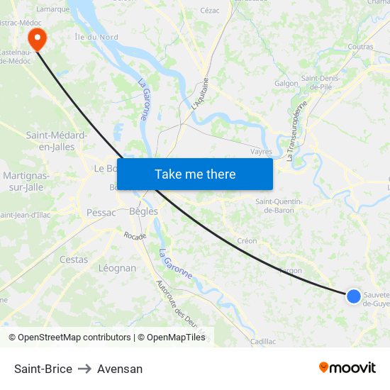 Saint-Brice to Avensan map