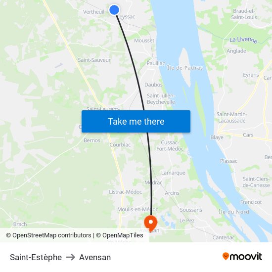 Saint-Estèphe to Avensan map