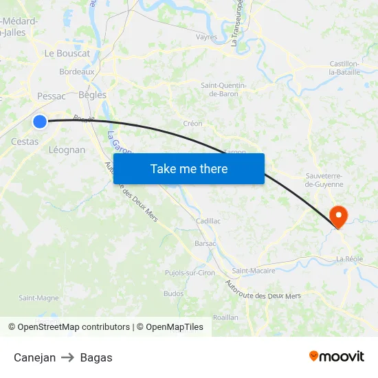 Canejan to Bagas map