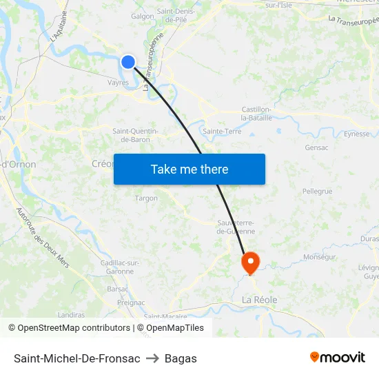 Saint-Michel-De-Fronsac to Bagas map