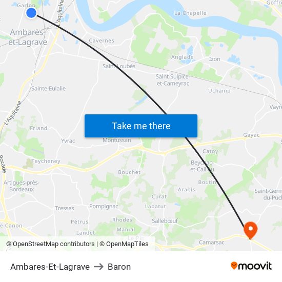 Ambares-Et-Lagrave to Baron map