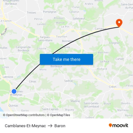 Camblanes-Et-Meynac to Baron map