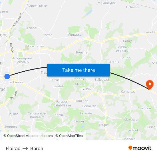 Floirac to Baron map