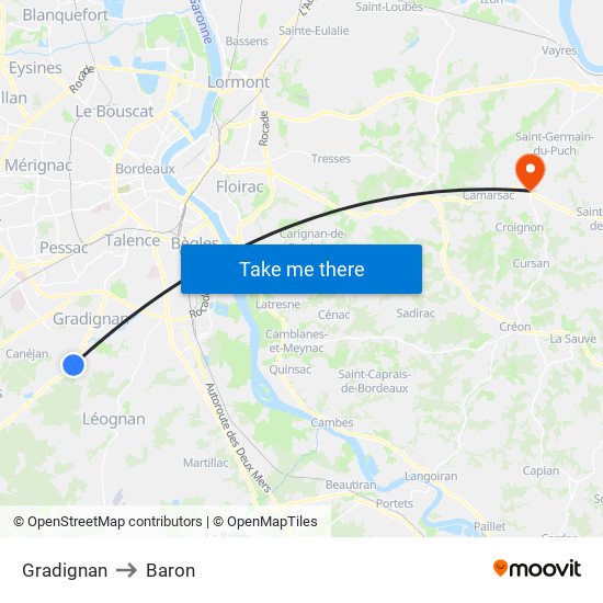 Gradignan to Baron map