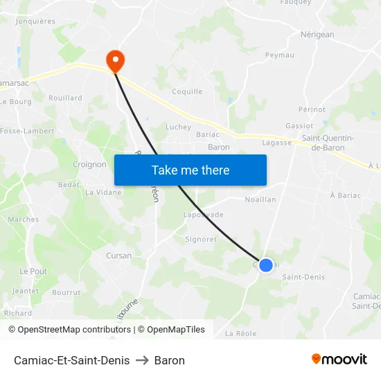 Camiac-Et-Saint-Denis to Baron map