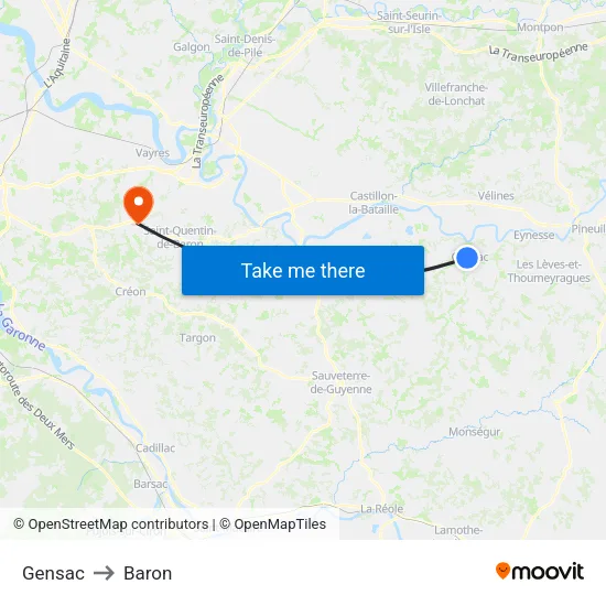 Gensac to Baron map