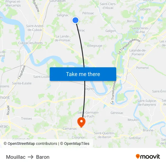 Mouillac to Baron map