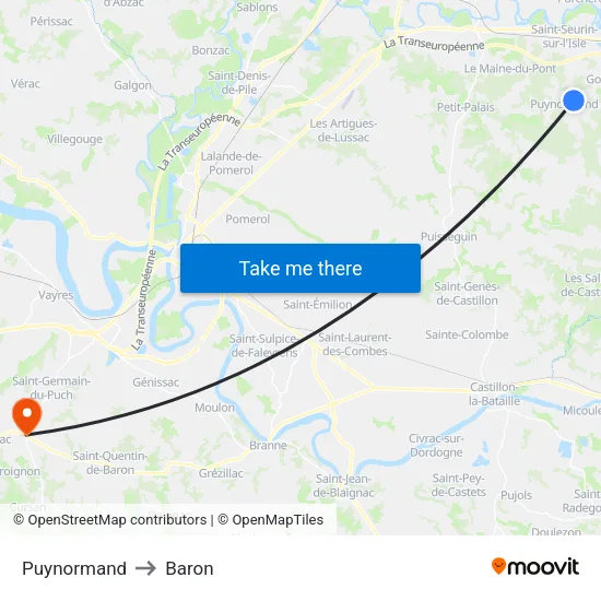 Puynormand to Baron map