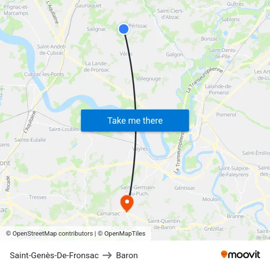 Saint-Genès-De-Fronsac to Baron map