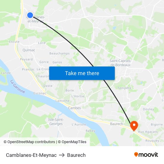 Camblanes-Et-Meynac to Baurech map