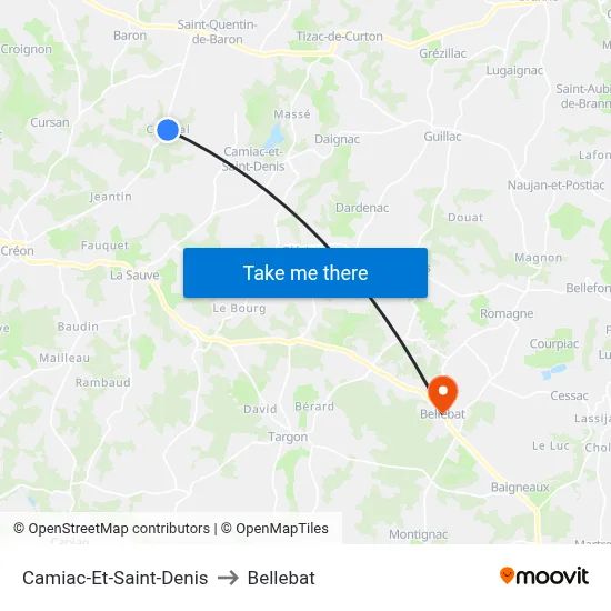 Camiac-Et-Saint-Denis to Bellebat map