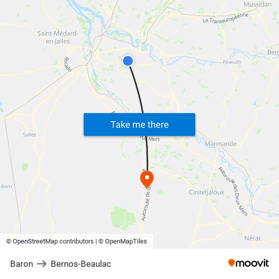 Baron to Bernos-Beaulac map