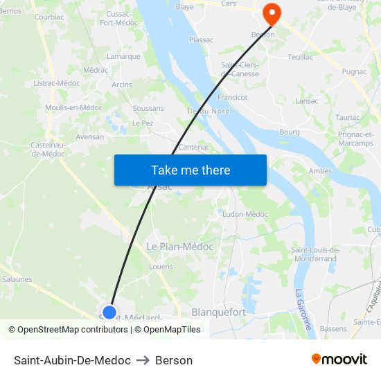 Saint-Aubin-De-Medoc to Berson map