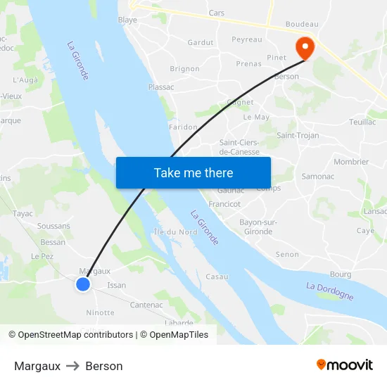 Margaux to Berson map