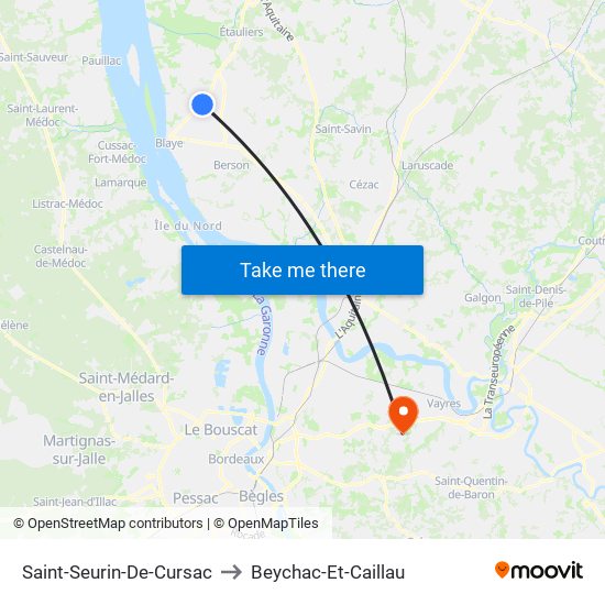 Saint-Seurin-De-Cursac to Beychac-Et-Caillau map