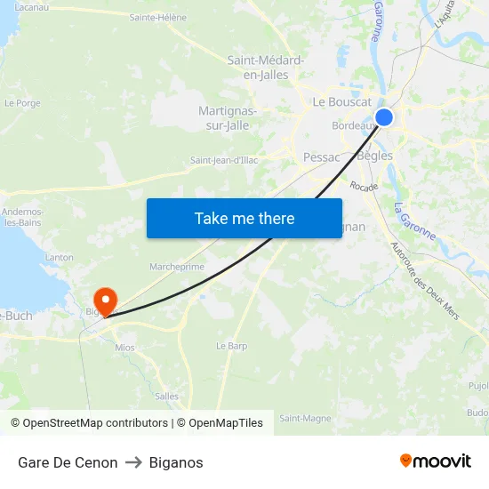 Gare De Cenon to Biganos map