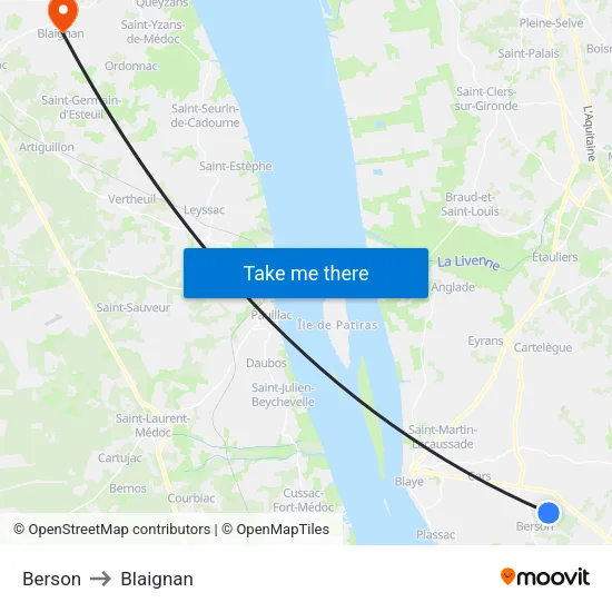 Berson to Blaignan map
