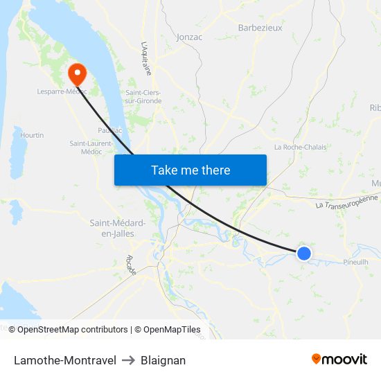 Lamothe-Montravel to Blaignan map