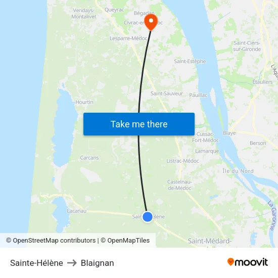 Sainte-Hélène to Blaignan map