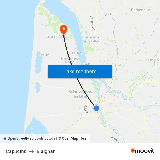Capucins to Blaignan map